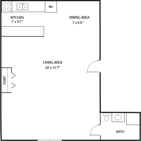Floor Plan  Studio Floor Plan at Hamline Terrace, Roseville, MN