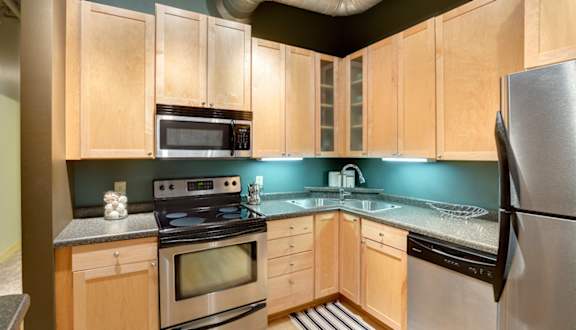 Lowertown Lofts Apartments in St. Paul, MN Stainless Steel Appliances Kitchen