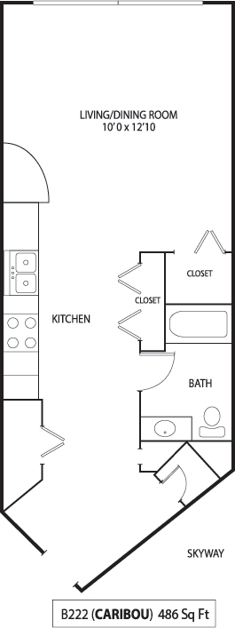 Studio 1 bath floor plan A  at Mears Park Place, St. Paul