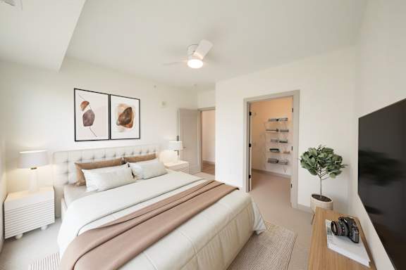 Second bedroom in the C4 two bedroom two bathroom floor plan at The Mera in St. Louis Park, Minnesota