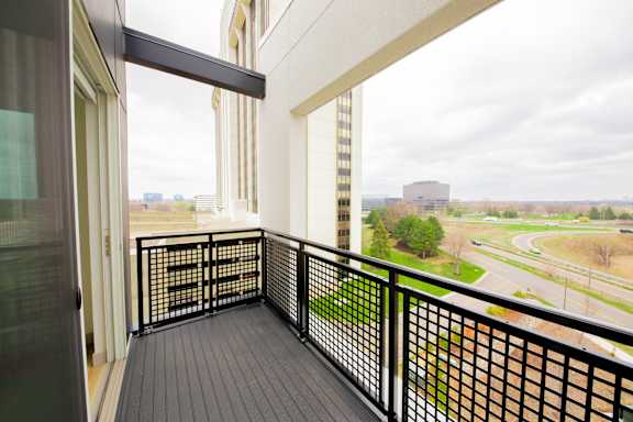 Balcony in the C4 two bedroom, two bathroom floor plan at The Mera in St. Louis Park, Minnesota