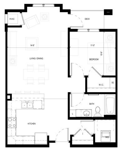 Gabella at Parkside Apartments in Apple Valley, MN One Bedroom One Bath Floor Plan