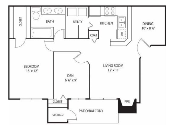 Eden Commons Apartments in Eden Prairie, MN 1 Bedroom 1 Bath Plus Den