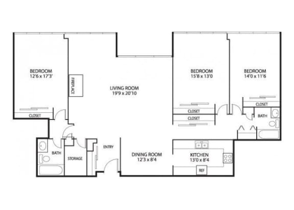Arden Floor Plan at The Edina Towers, Minnesota, 55435