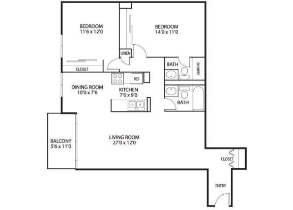 Chowen Floor Plan at The Edina Towers, Edina, MN, 55435