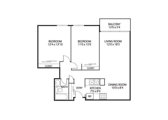 Fox Meadow Floor Plan at The Edina Towers, Edina