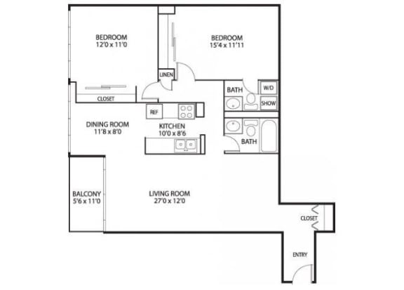 Heights Floor Plan at The Edina Towers, Edina, 55435