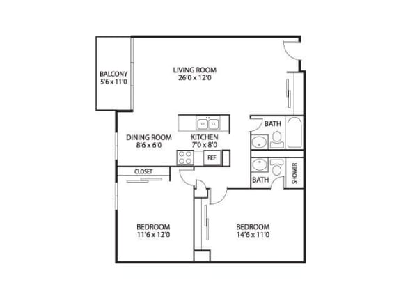 Melody Floor Plan at The Edina Towers, Edina, 55435