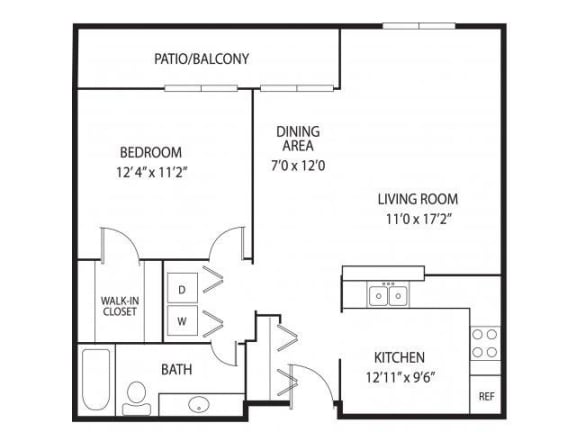 Floor Plan  Mallard Creek Apartments in Golden Valley, MN 1 Bedroom 1 Bathroom