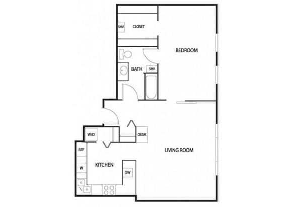 Lowertown Lofts DeKooning Floor Plan Lowertown Lofts in St. Paul, MN 1 Bedroom 1 Bath Apartment