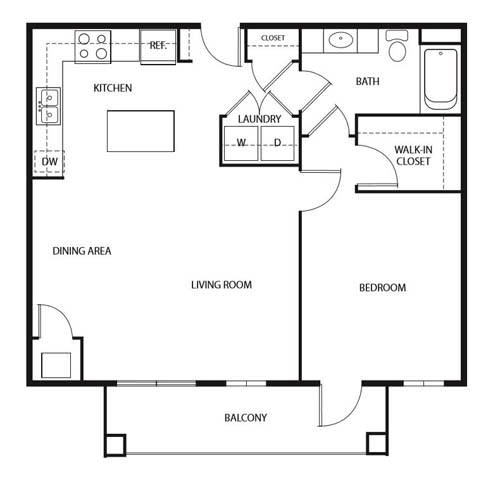 Floor Plan  Evans Meadows Apartments in Elk River, MN 1 Bedroom 1 Bath