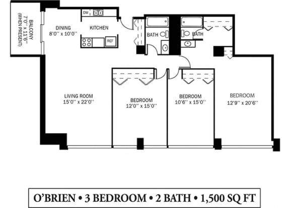 OBRIEN Floor Plan OBRIEN Floor Plan at Kellogg Square, St. Paul, MN