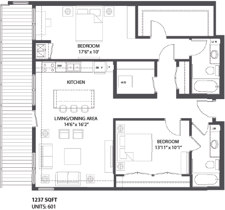 2 bed 2 bath floor plan R at The Palmer Minneapolis