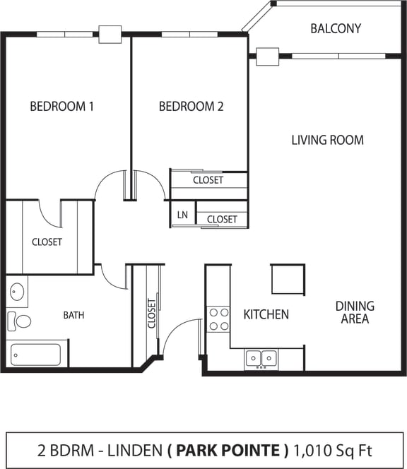 2 bed 1 bath Park Pointe Linden Floor Plan 2 bed 1 bath Park Pointe Linden Floor Plan at Park Pointe, Minnesota, 55426