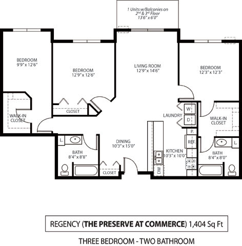 The Preserve at Commerce Regency Floor Plan The Preserve at Commerce Apartments in Rogers, MN 3 Bedroom 2 Bath