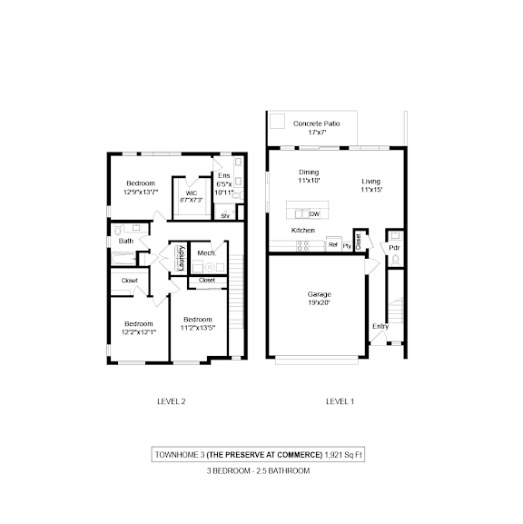 FLOOR PLAN OF TOWNHOMES IN ROGERS