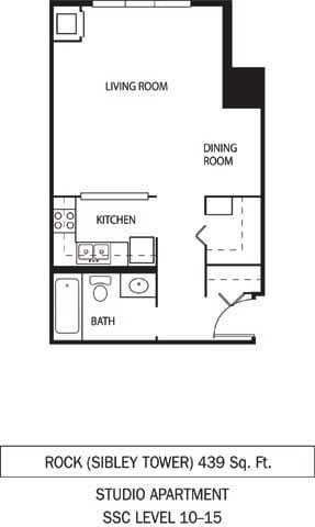 Galtier Towers Rock Floor Plan Rock Floor Plan Galtier Towers Apartments in Lowertown, St. Paul, MN Studio Apartment