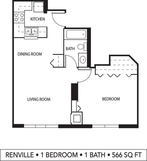 1 bedroom 1 bathroom E 1 bedroom 1 bathroom E at Galtier Towers Apartments, Minnesota, 55101
