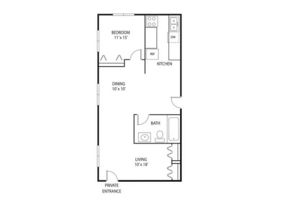 1 bed 1 bath floor plan A at Axon Green, Minneapolis, MN