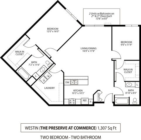 The Preserve at Commerce Westin Floor Plan The Preserve at Commerce Apartments in Rogers, MN 2 Bedroom 2 Bath