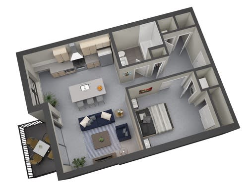 Floor Plan  Whittier floor plan 765 Sq.Ft. at The Whit, Minneapolis, Minnesota