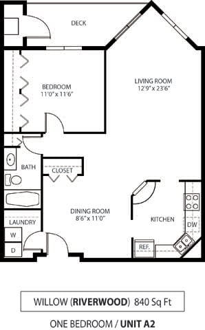 Floor Plan  The Riverwood Apartments in Lilydale, MN 1 Bedroom 1 Bath