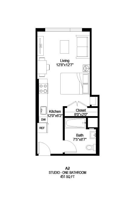 A2 Floor Plan at Zelia on Seven in St. Louis Park, MN 55416