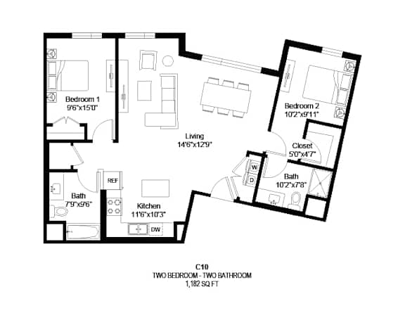 C10 Floor Plan at Zelia on Seven in St. Louis Park, MN 55416