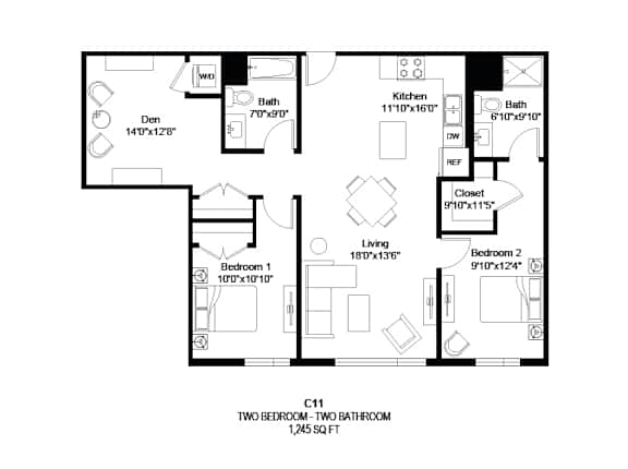 C11 Floor Plan at Zelia on Seven in St. Louis Park, MN 55416