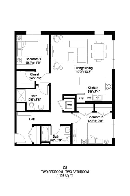 C8 Floor Plan at Zelia on Seven in St. Louis Park, MN 55416