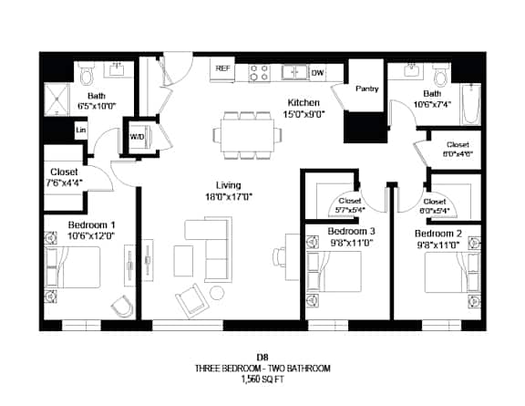 D8 Floor Plan at Zelia on Seven in St. Louis Park, MN 55416