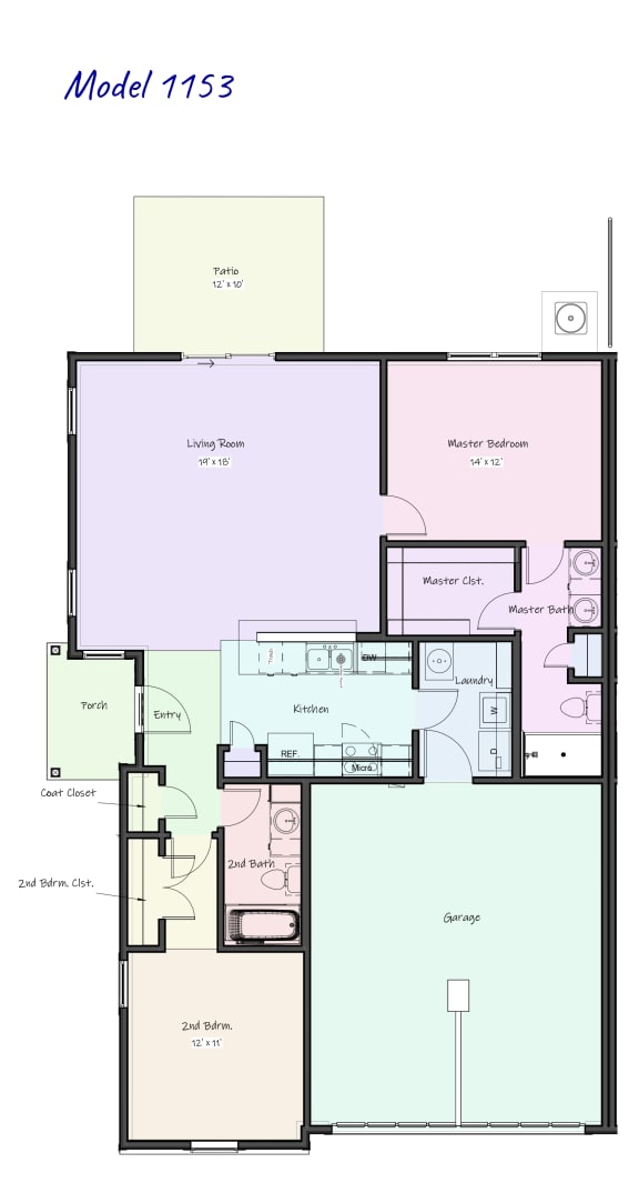 Floor Plan  PRAIRIE CREEK duplex floor plan at Concord Crossing, Lafayette, IN 47909