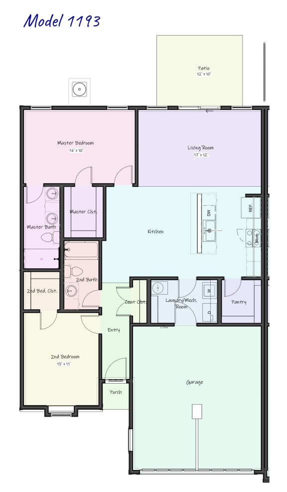 TEAYS duplex floor plan at Concord Crossing, Lafayette, IN 47909