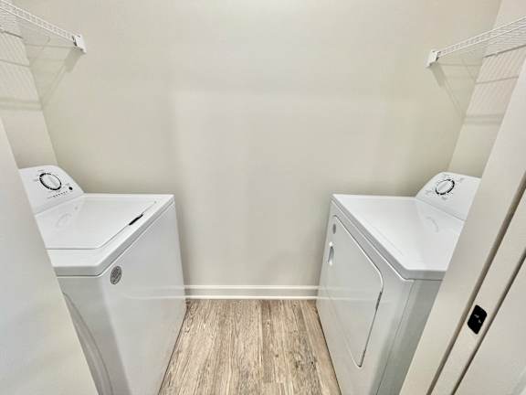 A laundry room with a washer and dryer.at Concord Crossing, Indiana, 47909