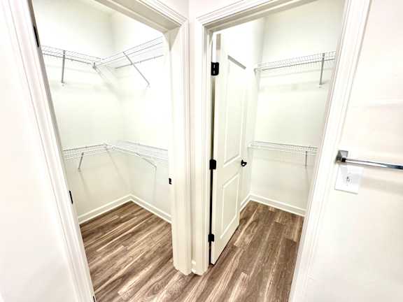 A walk in closet at Concord Crossing, Lafayette, 47909