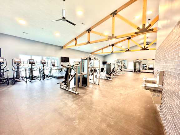 A gym with a variety of exercise equipment.at Concord Crossing, Lafayette, IN