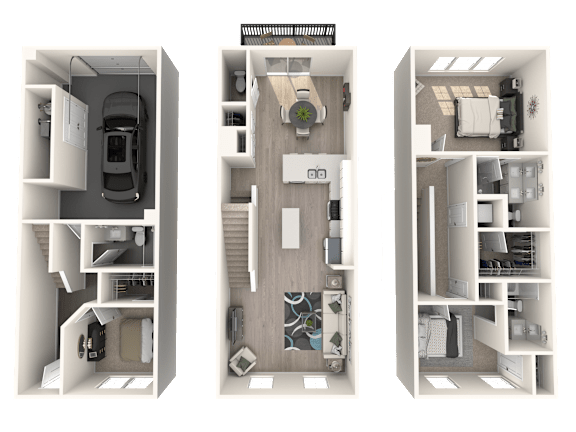 a 3d floor plan of a592592 furnishing roommates in an apartment