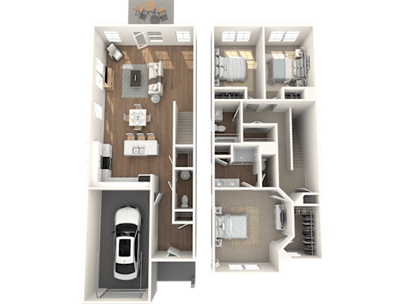 a 3d rendering of a floor plan of a house