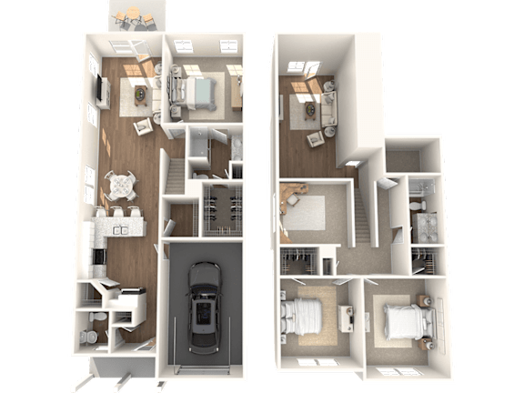 a floor plan of a house with two different views of it
