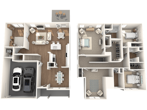 a floor plan of a house with a car and a garage