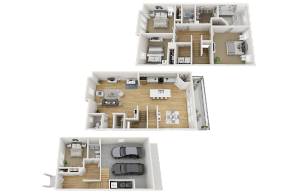 Three different house floor plans are displayed.