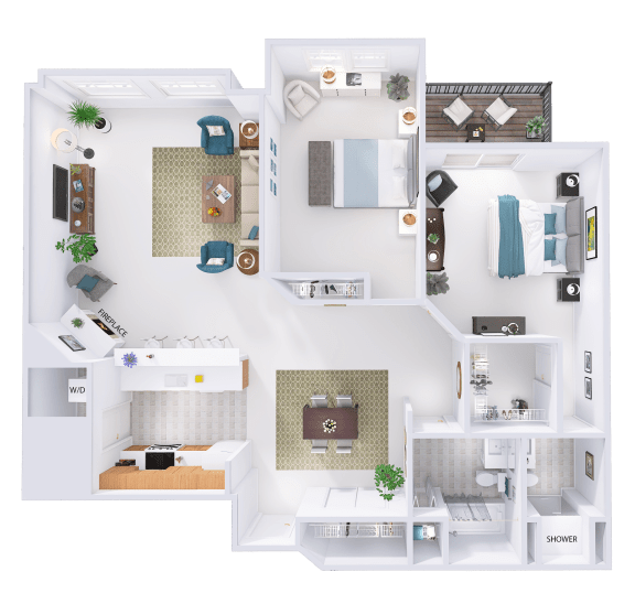 a 3d rendering of a floor plan of a house