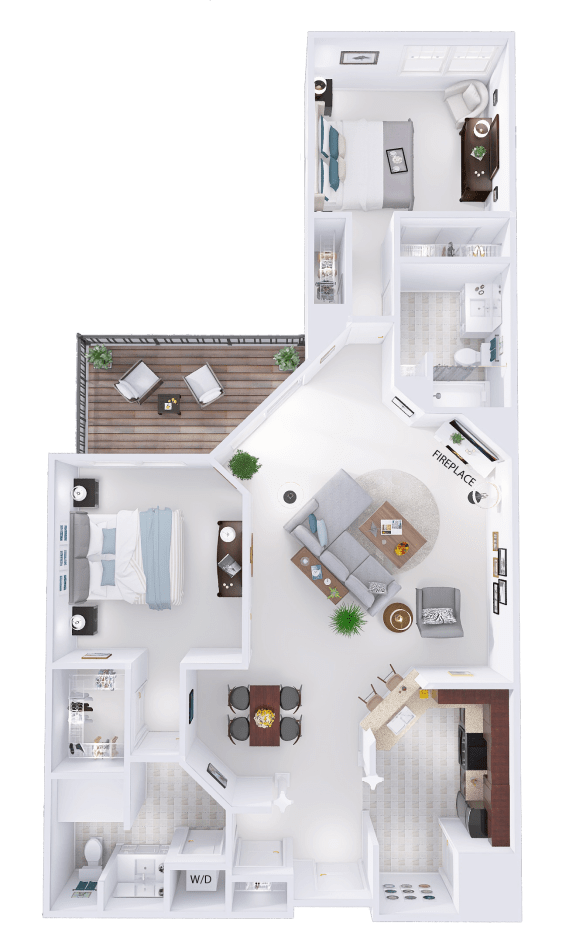 a 3d rendering of a floor plan of a house