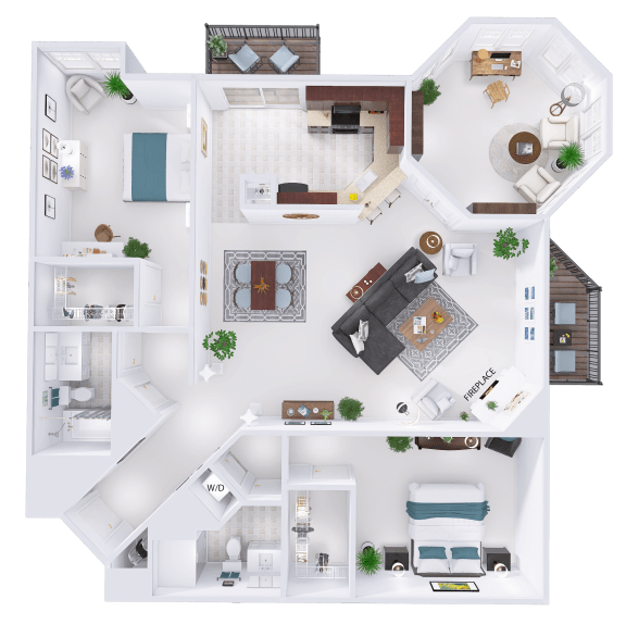 a floor plan of a house with bedrooms and a living room