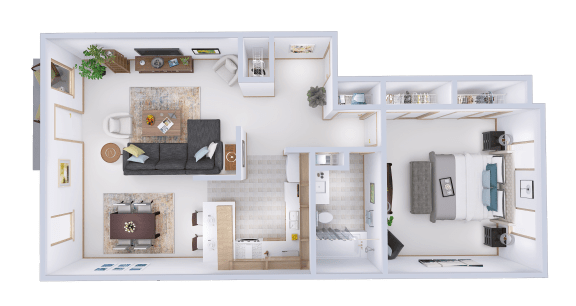 a floor plan of a house with a bedroom and a living room