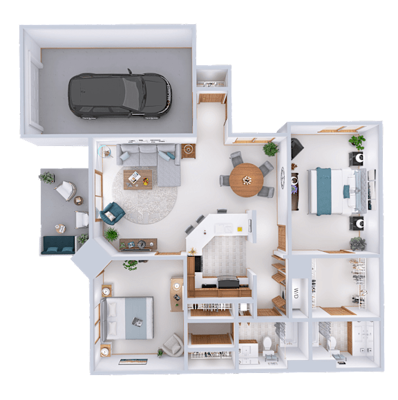 a floor plan of a 3 bedroom apartment