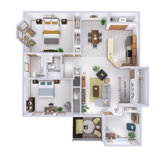 Floor Plan  Deer Creek Run 2 Bedroom 2 Bath  Den