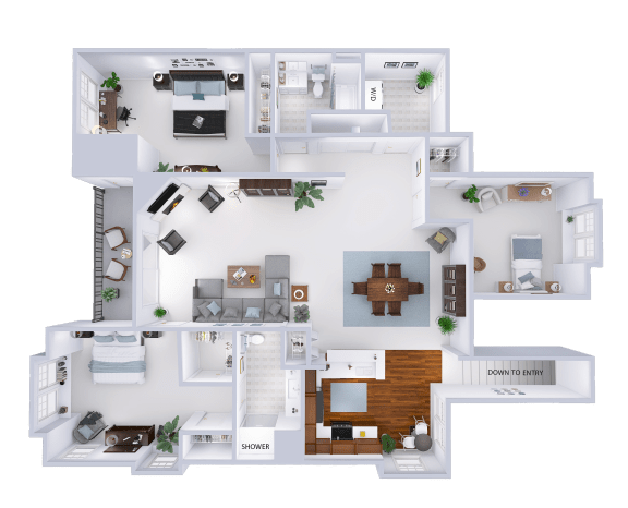 Floor Plan  3d rendering of a floor plan of a house
