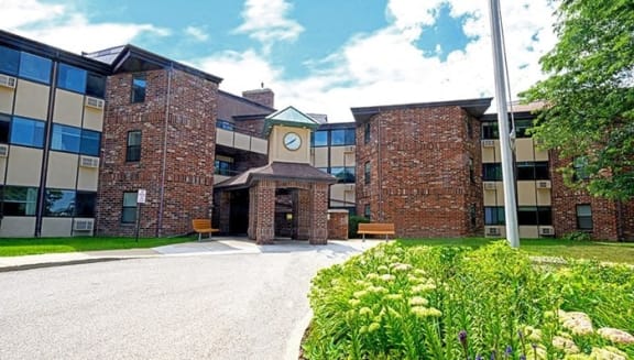 a building with a clock tower on the front of it