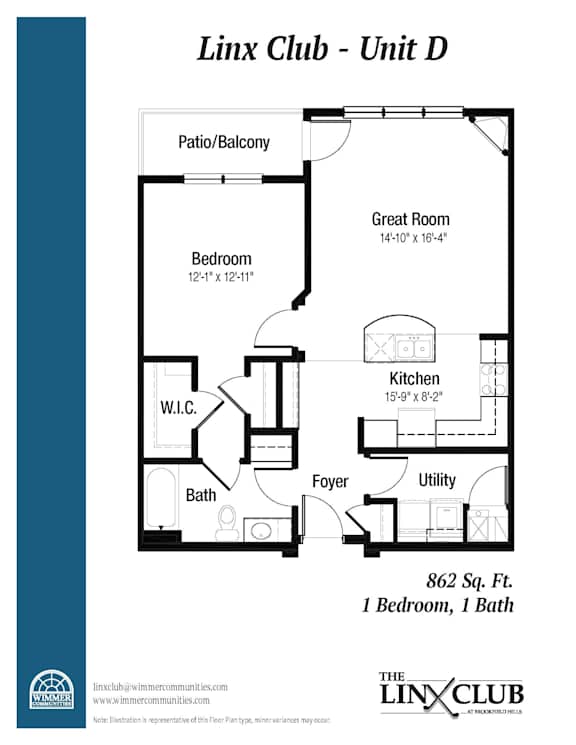 A floor plan for a unit at the Linx Club.